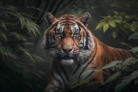 Color Realistic Tiger Face Drawing
